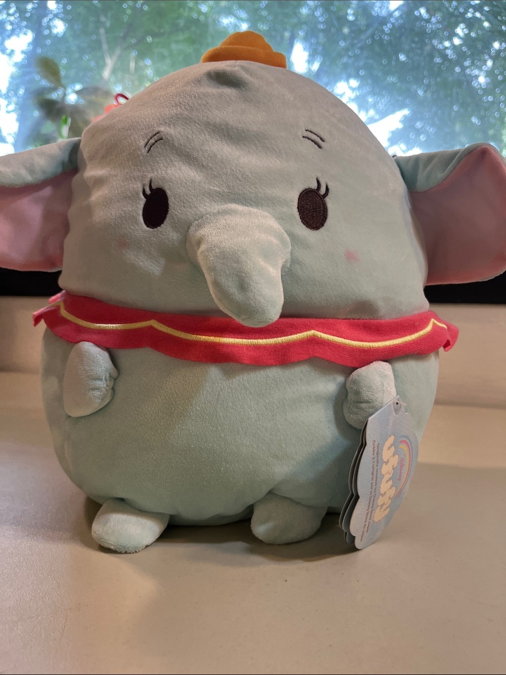 Squishmallows Light Teal Elephant with Pink and Yellow Accents